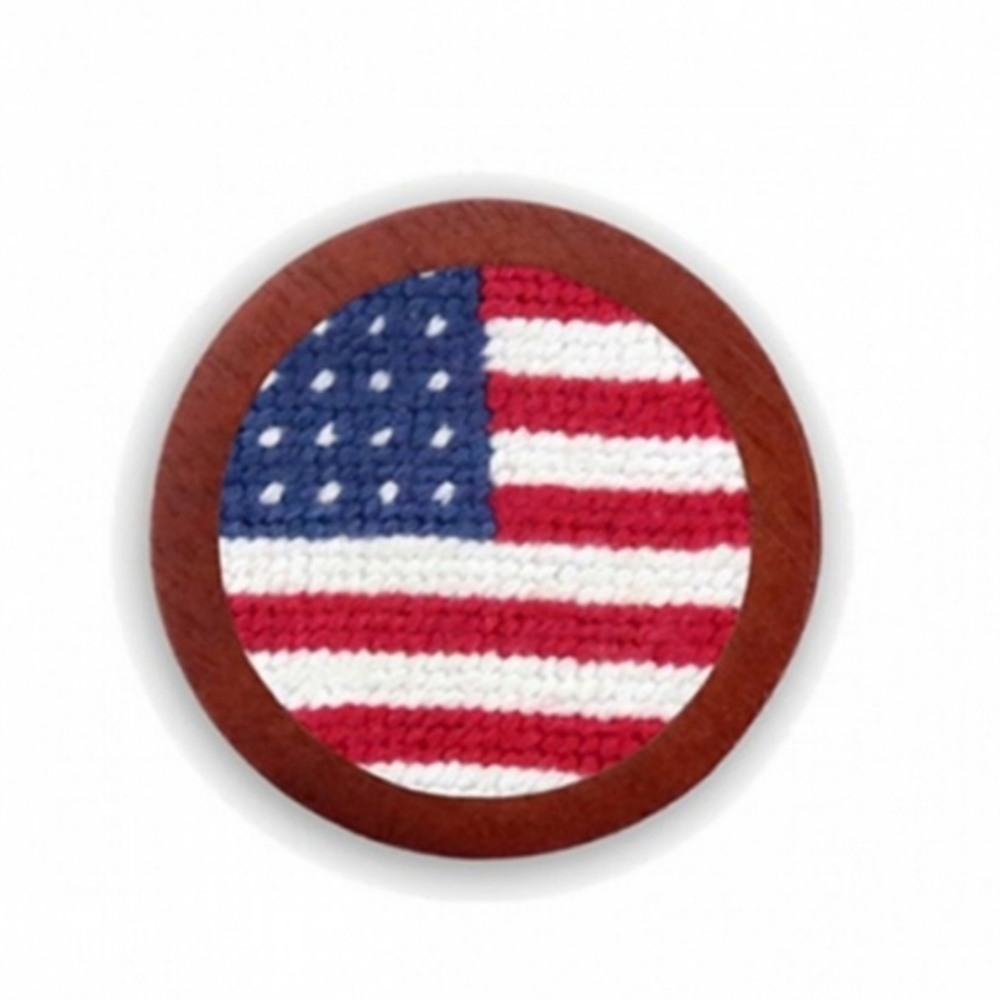 Smathers & Branson American Flag Ball Marker Wood Hand Stitched Cotton BNWT